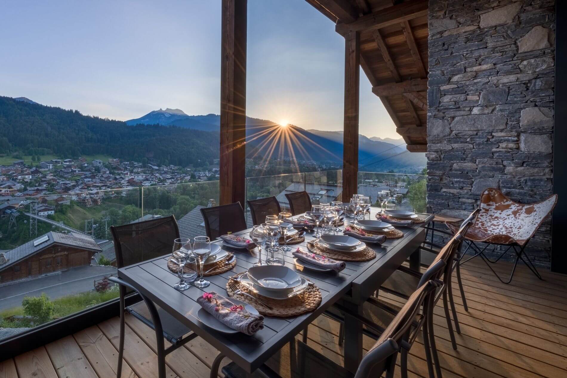 Outdoor dining at Chalet Griffonner, Morzine, France