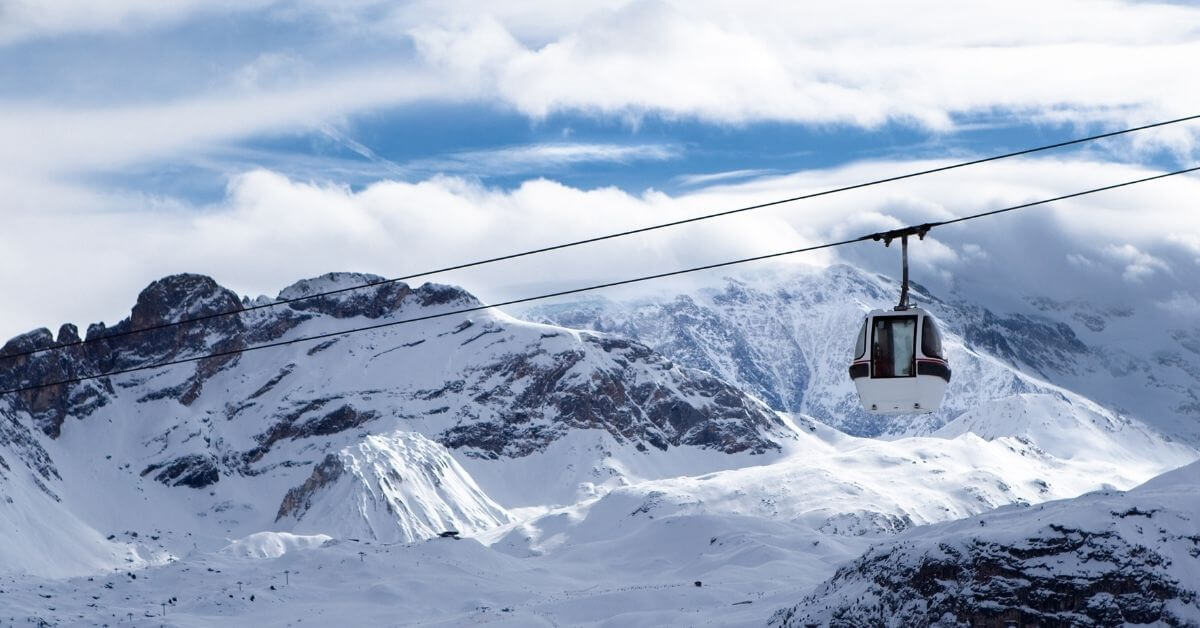 Gondolas skiing mountains