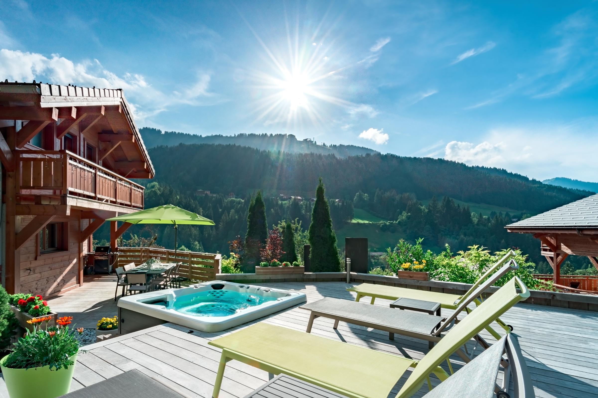 Chalet Aubois Morzine Hot Tub Mountain Views