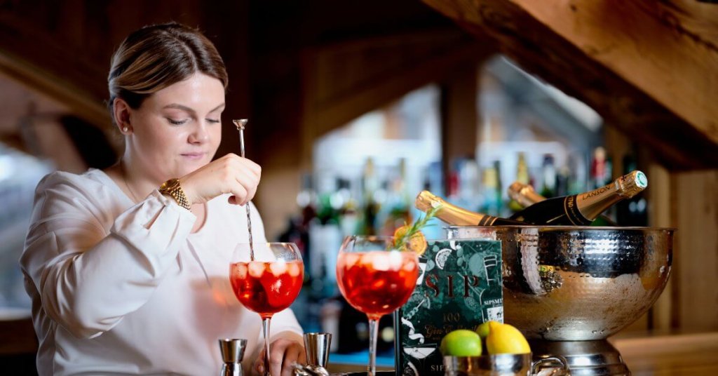 Champagne and cocktails at Lodge Des Nants during a luxury ski holiday